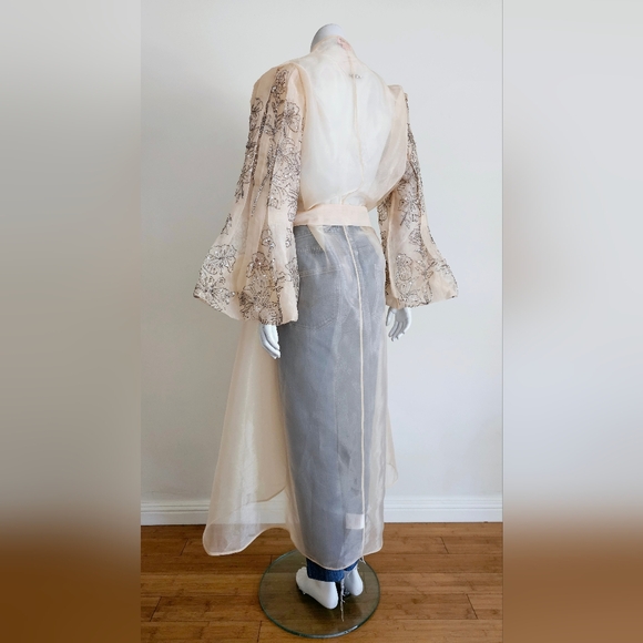 Not So Serious Kimono Embellished Sheer Duster Top Anthropologie - Picture 5 of 11